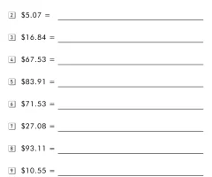 Money In Words Worksheets