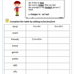 Comparative Adjectives Worksheets Comparative Adjective Worksheet For Grade 2