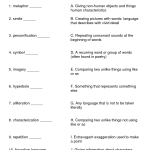 Figurative Language Worksheets Figurative Language Worksheet 1 Answers