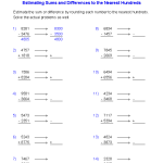 Estimating Differences Worksheets Estimate Sums And Differences Worksheet