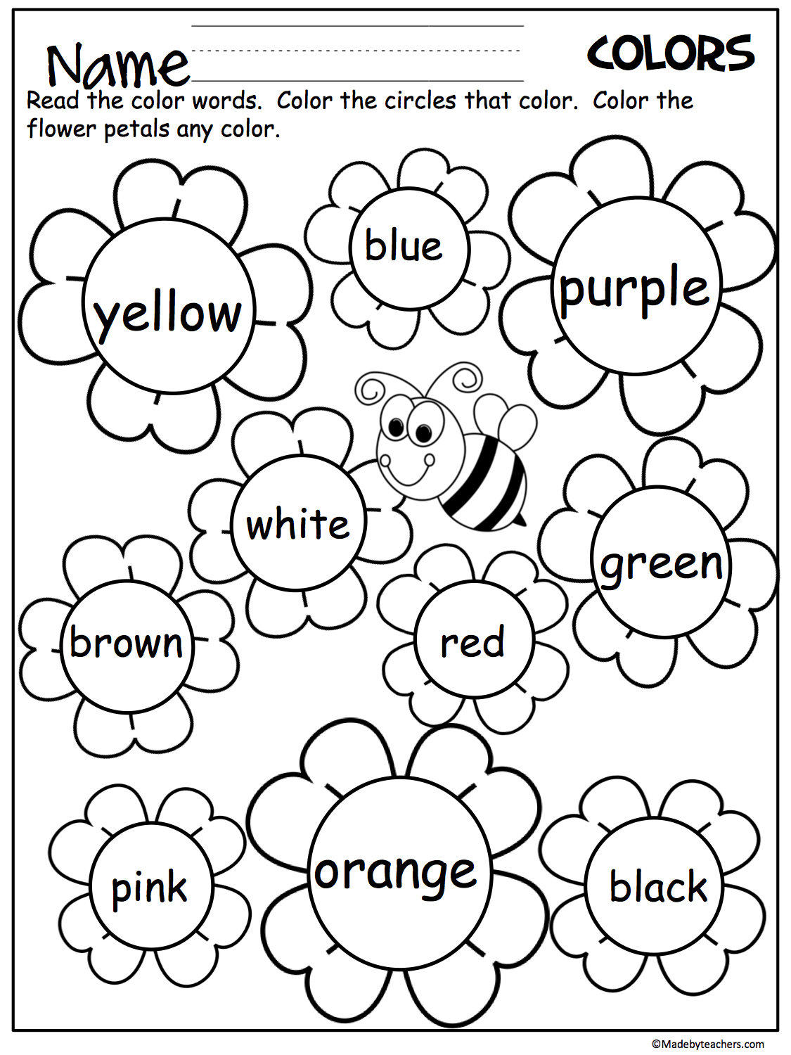 Flower Color Words Worksheet - Made By Teachers