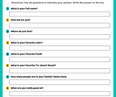 Getting To Know You Worksheets