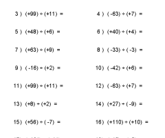 Integers Worksheets