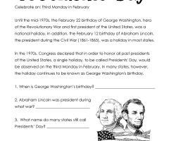 Presidents Day Worksheets