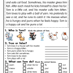 Reading Comprehension Worksheets Reading Comprehension Worksheets: Thomas the Cat