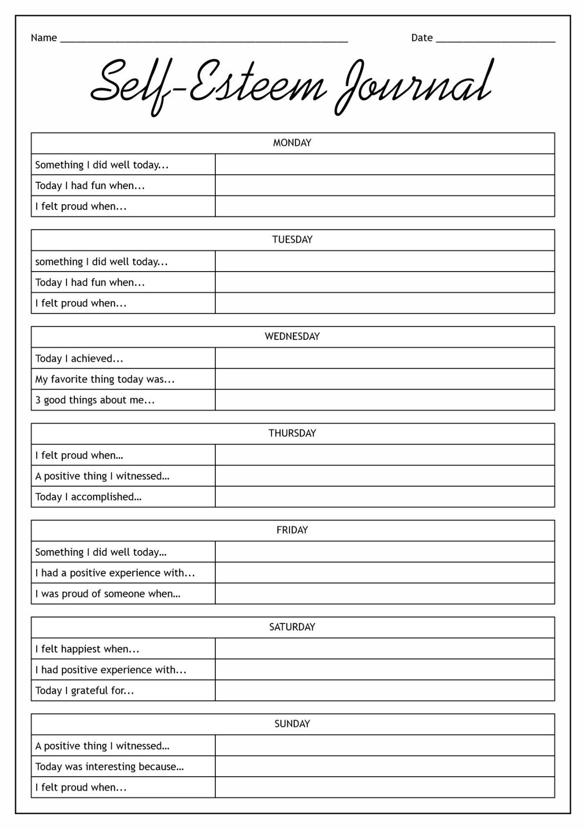 Positive Self Talk Worksheets Worksheets Worksheet Hero