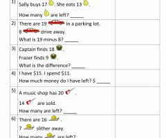 Subtraction Word Problems Worksheets