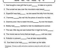 Suffix -y Worksheets