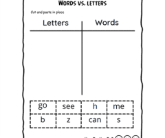 Words Vs. Letters Worksheets