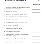 Claim vs. Evidence #1 Worksheet – 15 Worksheets.com