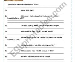 Industrial Revolution Worksheets