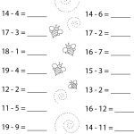 Subtract within 20 Math Worksheet – Twisty Noodle