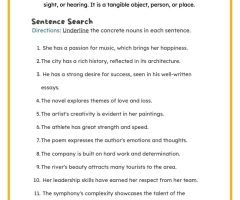 Concrete Nouns Worksheets