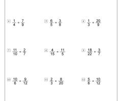 Dividing Fractions Worksheets