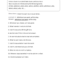 Noun Clauses Worksheets
