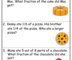 Fraction Word Problems Worksheets
