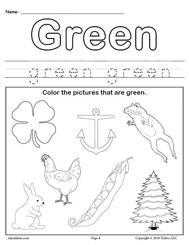 Color Green Worksheet – SupplyMe