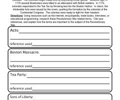 American Revolution Worksheets