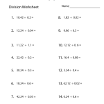 Division With Decimals Worksheets