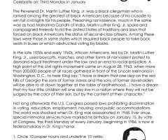 Martin Luther King Jr. Day Worksheets